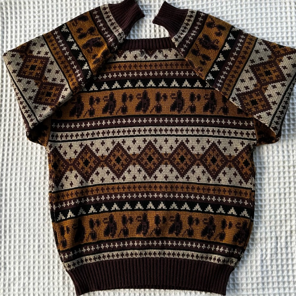 Vintage Grandpa Sweater Eclectic Grandpa Dad 90s Preppy Southwestern Aztec - Picture 2 of 10